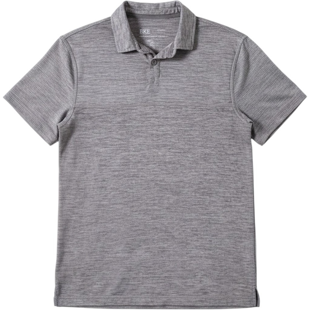 BKE Mens Performance Short Sleeve Polo Shirt Grey Space Dye Medium
